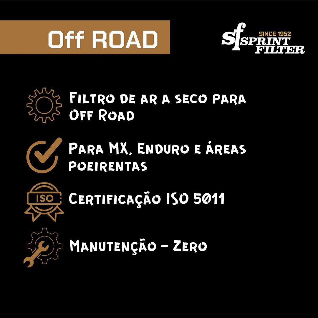 Filtro Ar Sprint Filter P14 para Off Road - Características